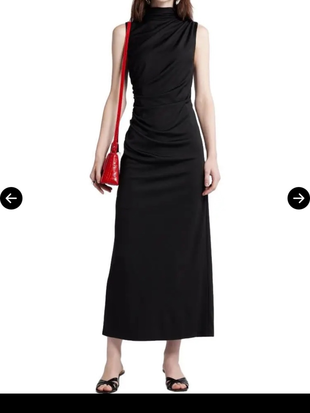 Nordstrom Black Mock Neck Side Ruched Sleeveless Maxi Dress XS NWOT